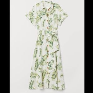H&M Palm Leaf Midi Shirt Dress